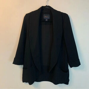 Mattison  Black 3/4 Sleeve Open Front Cardigan Blazer Long M